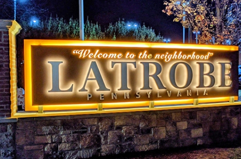 Welcome to the neighborhood Latrobe Pennsylvania illuminated sign