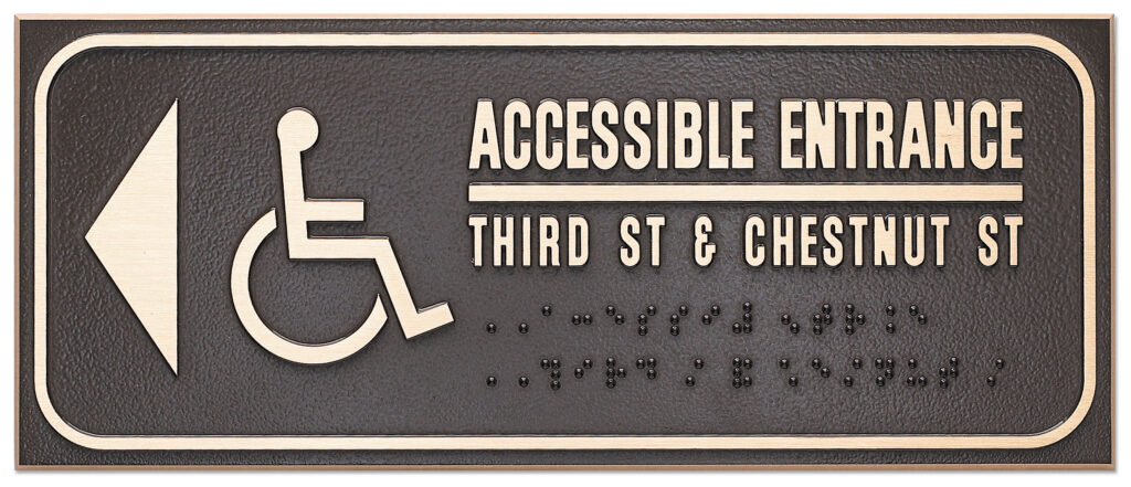 Braille signage showcasing tactile design for enhanced accessibility.
