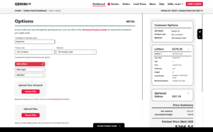 Example of the streamlined quote request form